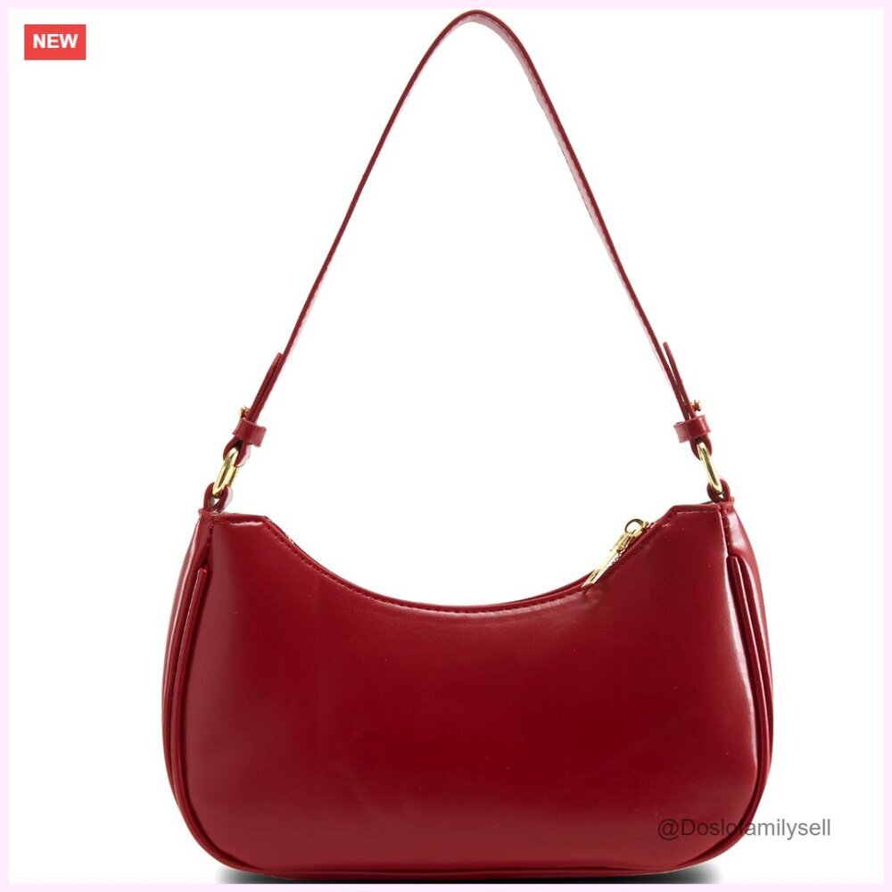 Vegan Leather Hobo Shoulder Bag with Adjustable Straps, 10.2" x 6.6" x 3.5"